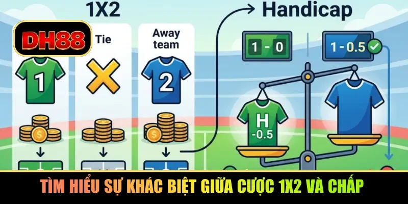 Tìm hiểu sự khác biệt giữa cược 1x2 và chấp 